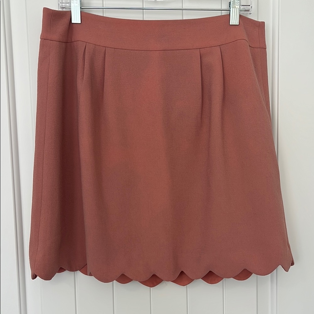 LOFT, Sz 14P, rose pink, lined, scalloped edge skirt, Easter, spring